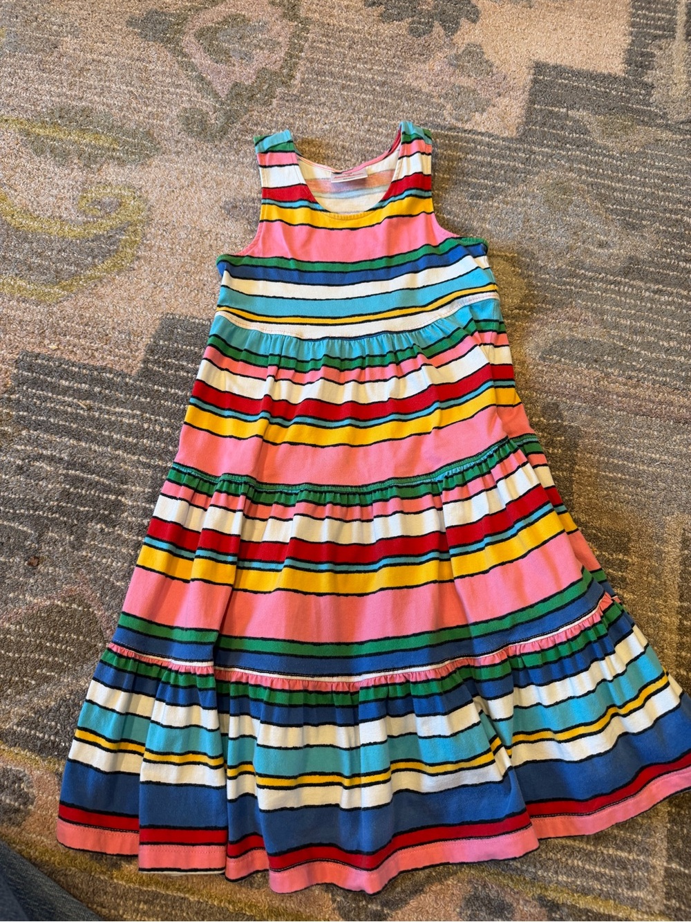 Hanna Andersson Pink Multi-Stripe Tiered Sundress